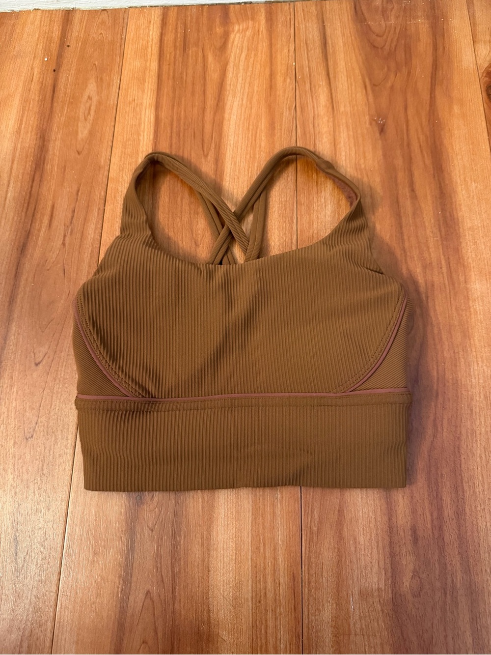 lululemon athletica Ribbed Crossback Sports Bra - Chestnut Brown